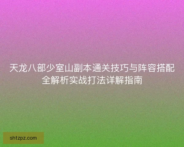 天龙八部少室山副本通关技巧与阵容搭配全解析实战打法详解指南