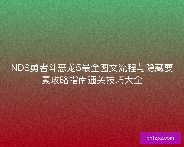 NDS勇者斗恶龙5最全图文流程与隐藏要素攻略指南通关技巧大全 NDS勇者斗恶龙5最全图文流程与隐藏要素攻略指南通关技巧大全